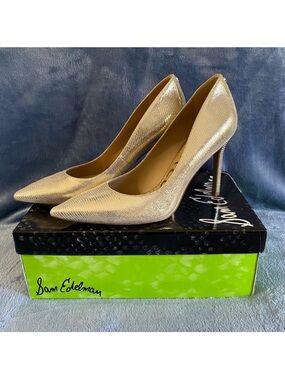 Sam Edelman Hazel Pointed-Toe Gold Heels